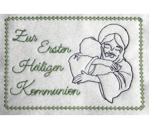 Stickdatei ITH - Postkarte Jesus Kommunion